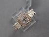 1.21CT DIAMOND 14K WHITE ROSE GOLD ROUND & BAGUETTE SQUARE HALO ANNIVERSARY RING