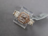 1.21CT DIAMOND 14K WHITE ROSE GOLD ROUND & BAGUETTE SQUARE HALO ANNIVERSARY RING