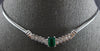 LARGE 1.18CT DIAMOND & AAA EMERALD 14KT WHITE GOLD V SHAPE LOVE NECKLACE #27787