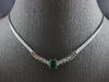 LARGE 1.18CT DIAMOND & AAA EMERALD 14KT WHITE GOLD V SHAPE LOVE NECKLACE #27787