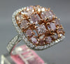 LARGE 3.18CT WHITE & PINK DIAMOND 18KT WHITE & ROSE GOLD CLUSTER SQUARE FUN RING