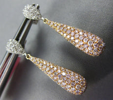 1.29CT WHITE & PINK DIAMOND 18KT WHITE & ROSE GOLD 3D TEAR DROP HANGING EARRINGS