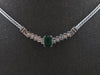 LARGE 1.18CT DIAMOND & AAA EMERALD 14KT WHITE GOLD V SHAPE LOVE NECKLACE #27787