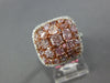 LARGE 3.18CT WHITE & PINK DIAMOND 18KT WHITE & ROSE GOLD CLUSTER SQUARE FUN RING