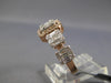 1.21CT DIAMOND 14K WHITE ROSE GOLD ROUND & BAGUETTE SQUARE HALO ANNIVERSARY RING