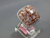 LARGE 3.18CT WHITE & PINK DIAMOND 18KT WHITE & ROSE GOLD CLUSTER SQUARE FUN RING