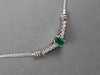 LARGE 1.18CT DIAMOND & AAA EMERALD 14KT WHITE GOLD V SHAPE LOVE NECKLACE #27787