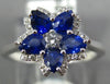 1.16CT DIAMOND & AAA SAPPHIRE 18K WHITE GOLD ROUND & PEAR SHAPE STAR FLOWER RING