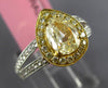 1.71CT WHITE & CANARY DIAMOND 18KT 2 TONE GOLD PEAR SHAPE HALO ENGAGEMENT RING