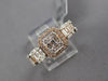 1.21CT DIAMOND 14K WHITE ROSE GOLD ROUND & BAGUETTE SQUARE HALO ANNIVERSARY RING