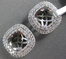 ESTATE LARGE .49CT DIAMOND 18KT WHITE GOLD 3D SQUARE DOUBLE HALO JACKET EARRINGS