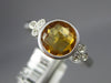 1.13CT DIAMOND & AAA CITRINE 14K WHITE GOLD ROUND BEZEL MILGRAIN FRIENDSHIP RING
