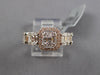 1.21CT DIAMOND 14K WHITE ROSE GOLD ROUND & BAGUETTE SQUARE HALO ANNIVERSARY RING