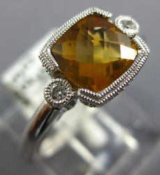 1.28CT DIAMOND & AAA CITRINE 14KT WHITE GOLD CUSHION & ROUND SEMI BEZEL FUN RING