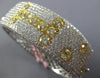 EXTRA LARGE 15.7CT WHITE & CANARY DIAMOND 18K 2 TONE GOLD I LOVE BANGLE BRACELET