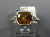 1.28CT DIAMOND & AAA CITRINE 14KT WHITE GOLD CUSHION & ROUND SEMI BEZEL FUN RING