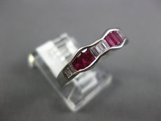 1.08CT DIAMOND & AAA RUBY 18K WHITE GOLD BAGUETTE BEZEL CLASSIC ANNIVERSARY RING