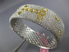 EXTRA LARGE 15.7CT WHITE & CANARY DIAMOND 18K 2 TONE GOLD I LOVE BANGLE BRACELET