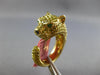 2.84CT CANARY DIAMOND & AAA EMERALD & ONYX 18K YELLOW GOLD 3D HAPPY PANTHER RING