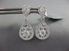 LARGE 1.57CT DIAMOND 18KT WHITE GOLD CLUSTER FLOWER TEAR DROP HANGING EARRINGS