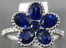 .30CT DIAMOND & AAA SAPPHIRE 18KT WHITE GOLD OVAL & ROUND FILIGREE FLOWER RING