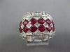 LARGE 3.37CT DIAMOND & AAA RUBY 14KT WHITE GOLD OVAL MULTI ROW ANNIVERSARY RING