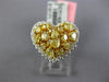 2.71CT WHITE & FANCY YELLOW DIAMOND 18KT 2 TONE GOLD 3D HEART SHAPE CLUSTER RING