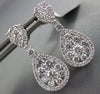 LARGE 1.57CT DIAMOND 18KT WHITE GOLD CLUSTER FLOWER TEAR DROP HANGING EARRINGS