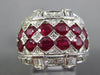 LARGE 3.37CT DIAMOND & AAA RUBY 14KT WHITE GOLD OVAL MULTI ROW ANNIVERSARY RING