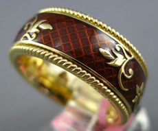 BROWN ENAMEL 18KT YELLOW GOLD MULTI LEAF ETERNITY COMFORT FIT ANNIVERSARY RING