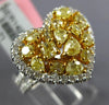2.71CT WHITE & FANCY YELLOW DIAMOND 18KT 2 TONE GOLD 3D HEART SHAPE CLUSTER RING
