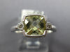1.22CT DIAMOND & AAA GREEN AMETHYST 14K WHITE GOLD ROUND & CUSHION CUT FUN RING