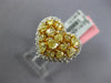 2.71CT WHITE & FANCY YELLOW DIAMOND 18KT 2 TONE GOLD 3D HEART SHAPE CLUSTER RING