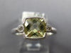 1.22CT DIAMOND & AAA GREEN AMETHYST 14K WHITE GOLD ROUND & CUSHION CUT FUN RING