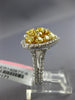 2.71CT WHITE & FANCY YELLOW DIAMOND 18KT 2 TONE GOLD 3D HEART SHAPE CLUSTER RING