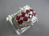 LARGE 3.37CT DIAMOND & AAA RUBY 14KT WHITE GOLD OVAL MULTI ROW ANNIVERSARY RING
