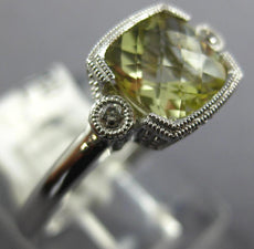 1.22CT DIAMOND & AAA GREEN AMETHYST 14K WHITE GOLD ROUND & CUSHION CUT FUN RING
