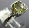 1.22CT DIAMOND & AAA GREEN AMETHYST 14K WHITE GOLD ROUND & CUSHION CUT FUN RING