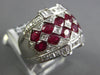 LARGE 3.37CT DIAMOND & AAA RUBY 14KT WHITE GOLD OVAL MULTI ROW ANNIVERSARY RING