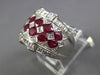 LARGE 3.37CT DIAMOND & AAA RUBY 14KT WHITE GOLD OVAL MULTI ROW ANNIVERSARY RING