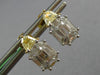 1.3CT WHITE & CANARY DIAMOND 18KT 2 TONE GOLD BAGUETTE & KITE CUT STUD EARRINGS