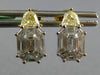 1.3CT WHITE & CANARY DIAMOND 18KT 2 TONE GOLD BAGUETTE & KITE CUT STUD EARRINGS