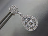 LARGE 1.57CT DIAMOND 18KT WHITE GOLD CLUSTER FLOWER TEAR DROP HANGING EARRINGS
