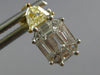 1.3CT WHITE & CANARY DIAMOND 18KT 2 TONE GOLD BAGUETTE & KITE CUT STUD EARRINGS
