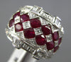 LARGE 3.37CT DIAMOND & AAA RUBY 14KT WHITE GOLD OVAL MULTI ROW ANNIVERSARY RING