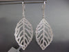 ESTATE EXTRA LARGE 3.05CT DIAMOND 18KT WHITE GOLD 3D LEAF HANGING EARRINGS