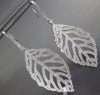 ESTATE EXTRA LARGE 3.05CT DIAMOND 18KT WHITE GOLD 3D LEAF HANGING EARRINGS