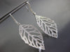 ESTATE EXTRA LARGE 3.05CT DIAMOND 18KT WHITE GOLD 3D LEAF HANGING EARRINGS