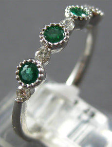 .38CT DIAMOND & AAA EMERALD 18K WHITE GOLD 3D ROUND BEZEL FILIGREE MILGRAIN RING