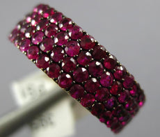 WIDE 1.74CT AAA RUBY 18K ROSE GOLD ROUND MULTI ROW SEMIETERNITY ANNIVERSARY RING